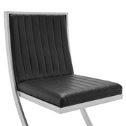 Marc Vintage Black Faux Leather and Brushed Stainless Steel Dining Room Chairs - Set of 2 - Furniture City (CA)l