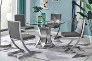 Marc Vintage Gray Faux Leather and Brushed Stainless Steel Dining Room Chairs - Set of 2 - Furniture City (CA)l