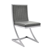 Marc Vintage Gray Faux Leather and Brushed Stainless Steel Dining Room Chairs - Set of 2 - Furniture City (CA)l