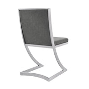 Marc Vintage Gray Faux Leather and Brushed Stainless Steel Dining Room Chairs - Set of 2 - Furniture City (CA)l