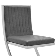 Marc Vintage Gray Faux Leather and Brushed Stainless Steel Dining Room Chairs - Set of 2 - Furniture City (CA)l