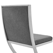 Marc Vintage Gray Faux Leather and Brushed Stainless Steel Dining Room Chairs - Set of 2 - Furniture City (CA)l