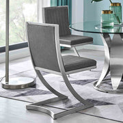 Marc Vintage Gray Faux Leather and Brushed Stainless Steel Dining Room Chairs - Set of 2 - Furniture City (CA)l