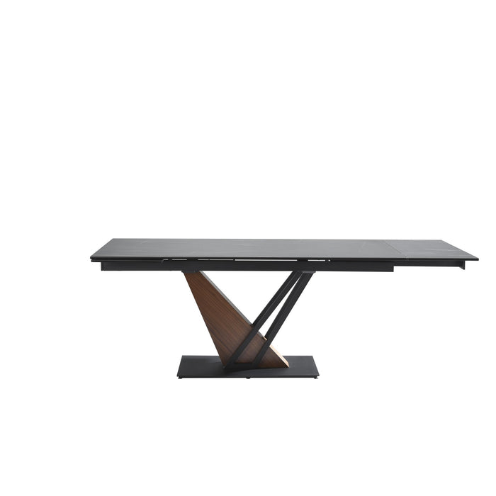 Moore Modern Extendable Rectangular Dining Table with Black Sintered Stone Table Top - Seats up to 6