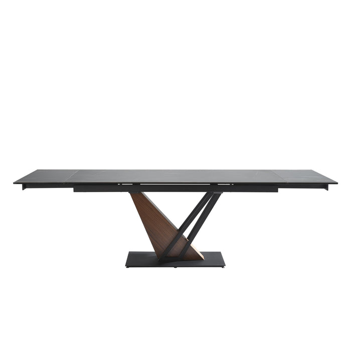 Moore Modern Extendable Rectangular Dining Table with Black Sintered Stone Table Top - Seats up to 6