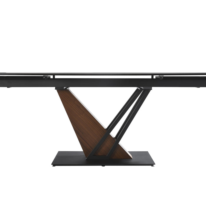 Moore Modern Extendable Rectangular Dining Table with Black Sintered Stone Table Top - Seats up to 6