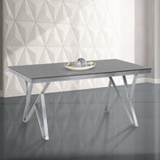 Mirage Contemporary Dining Table in Brushed Stainless Steel and Gray Tempered Glass Top - Furniture City (CA)l
