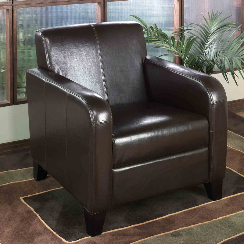 1400 Brown Faux Leather Club Chair - Furniture City (CA)l