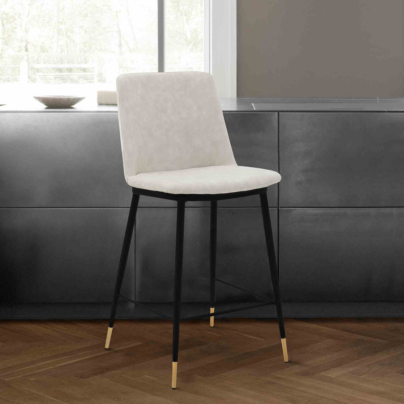 Messina 26" Cream Faux Leather and Metal Counter Height Bar Stool - Furniture City (CA)l