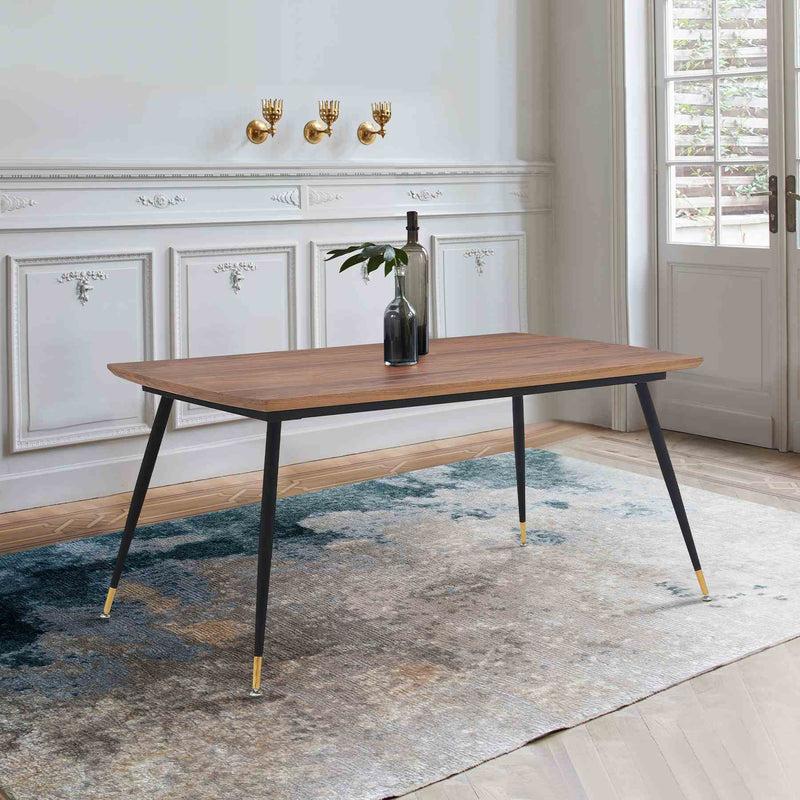 Messina Modern Walnut and Metal Dining Room Table - Furniture City (CA)l