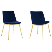 Messina Modern Blue Velvet and Gold Metal Leg Dining Room Chairs - Set of 2 - Furniture City (CA)l