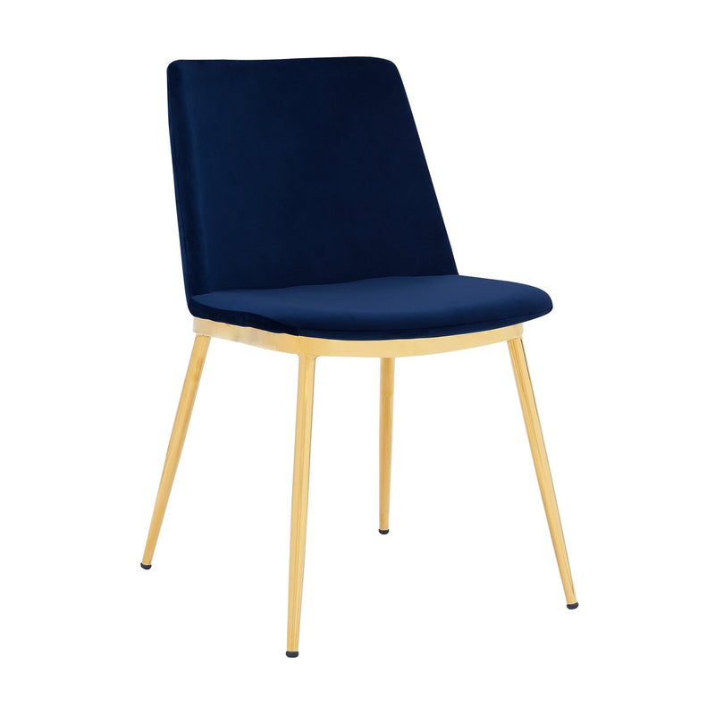 Messina Modern Blue Velvet and Gold Metal Leg Dining Room Chairs - Set of 2 - Furniture City (CA)l
