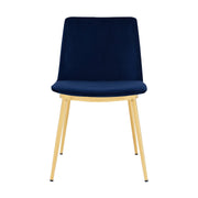 Messina Modern Blue Velvet and Gold Metal Leg Dining Room Chairs - Set of 2 - Furniture City (CA)l