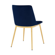 Messina Modern Blue Velvet and Gold Metal Leg Dining Room Chairs - Set of 2 - Furniture City (CA)l