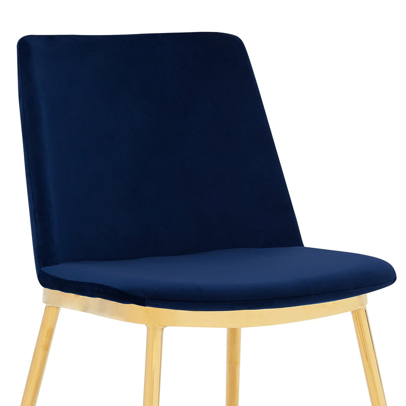 Messina Modern Blue Velvet and Gold Metal Leg Dining Room Chairs - Set of 2 - Furniture City (CA)l