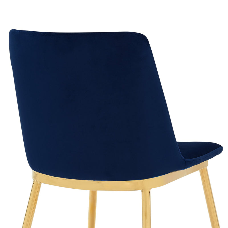 Messina Modern Blue Velvet and Gold Metal Leg Dining Room Chairs - Set of 2 - Furniture City (CA)l