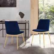 Messina Modern Blue Velvet and Gold Metal Leg Dining Room Chairs - Set of 2 - Furniture City (CA)l