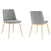 Messina Modern Gray Velvet and Gold Metal Leg Dining Room Chairs - Set of 2 - Furniture City (CA)l