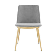 Messina Modern Gray Velvet and Gold Metal Leg Dining Room Chairs - Set of 2 - Furniture City (CA)l