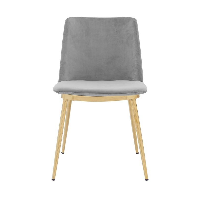 Messina Modern Gray Velvet and Gold Metal Leg Dining Room Chairs - Set of 2 - Furniture City (CA)l
