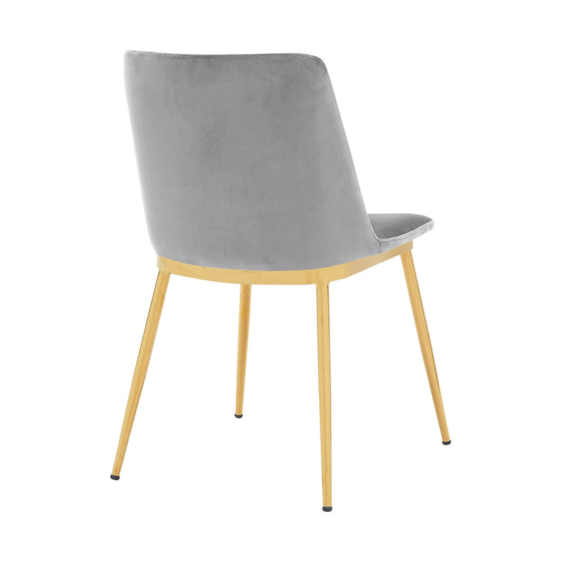 Messina Modern Gray Velvet and Gold Metal Leg Dining Room Chairs - Set of 2 - Furniture City (CA)l