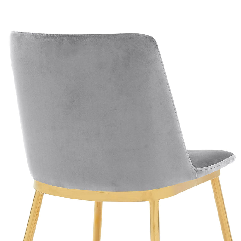 Messina Modern Gray Velvet and Gold Metal Leg Dining Room Chairs - Set of 2 - Furniture City (CA)l