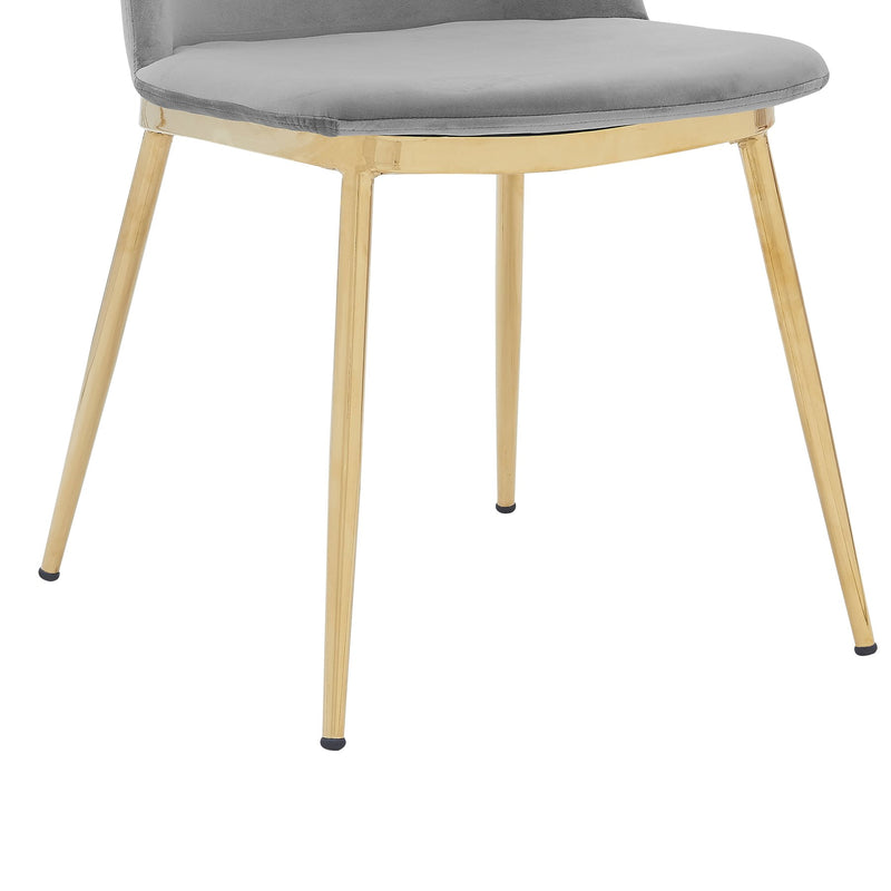 Messina Modern Gray Velvet and Gold Metal Leg Dining Room Chairs - Set of 2 - Furniture City (CA)l