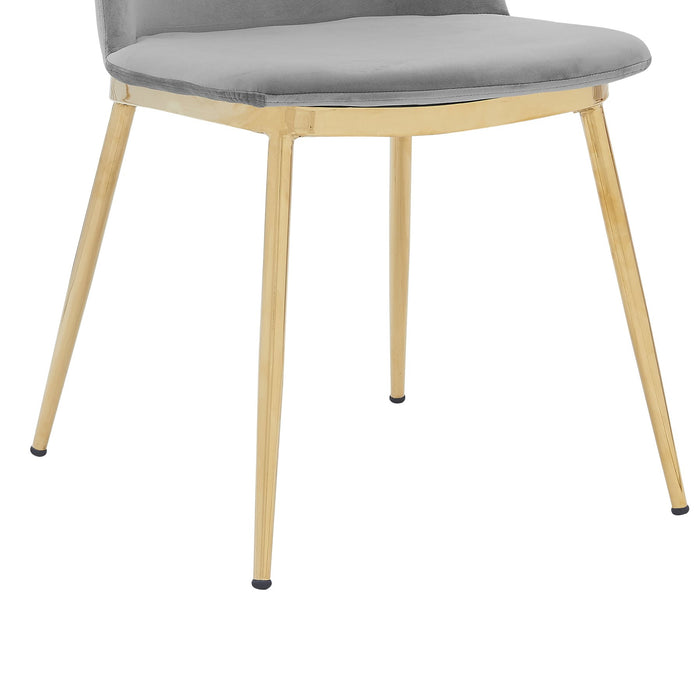 Messina Modern Gray Velvet and Gold Metal Leg Dining Room Chairs - Set of 2