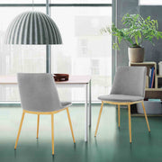 Messina Modern Gray Velvet and Gold Metal Leg Dining Room Chairs - Set of 2 - Furniture City (CA)l