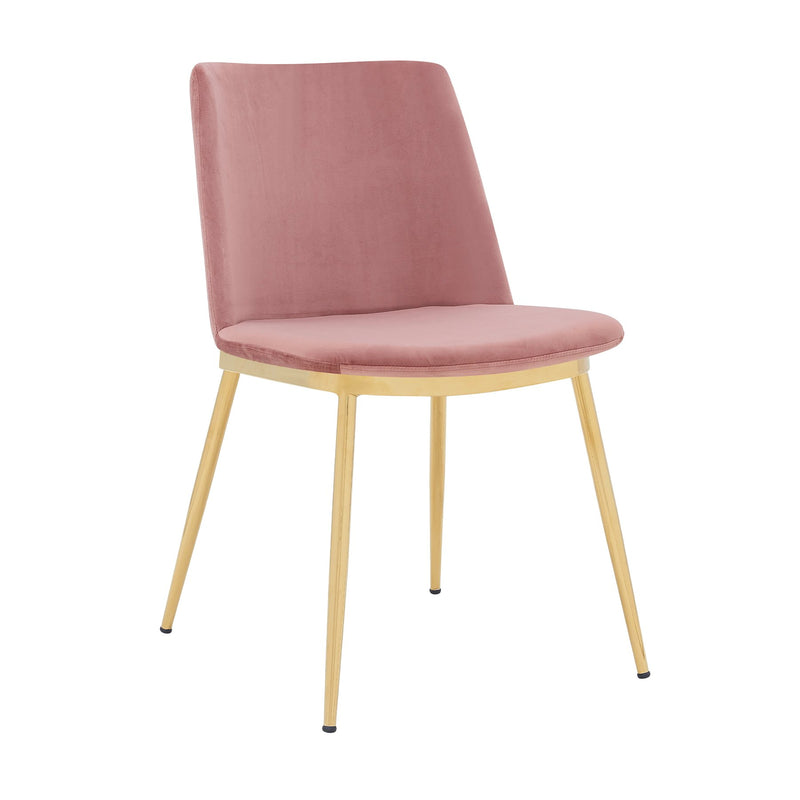 Messina Modern Pink Velvet and Gold Metal Leg Dining Room Chairs - Set of 2 - Furniture City (CA)l