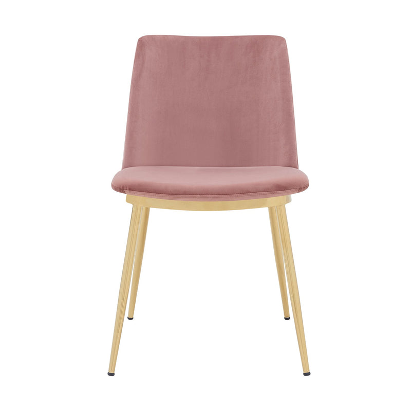 Messina Modern Pink Velvet and Gold Metal Leg Dining Room Chairs - Set of 2 - Furniture City (CA)l