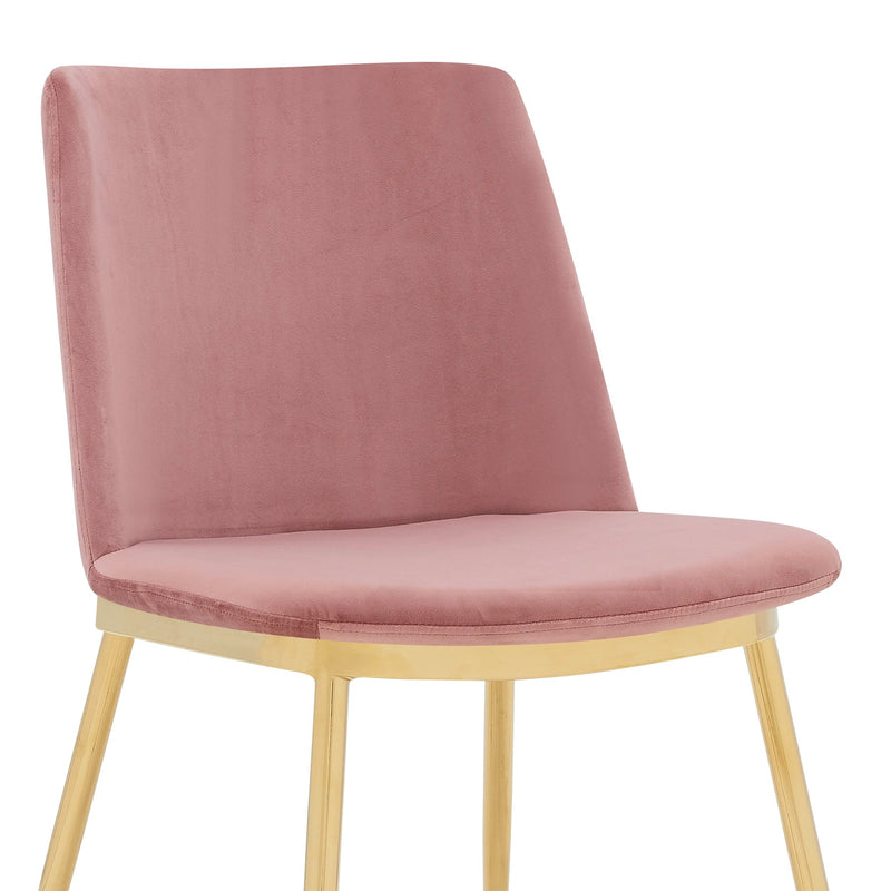 Messina Modern Pink Velvet and Gold Metal Leg Dining Room Chairs - Set of 2 - Furniture City (CA)l