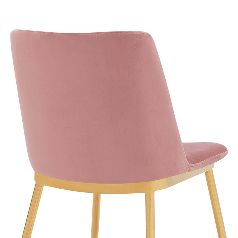 Messina Modern Pink Velvet and Gold Metal Leg Dining Room Chairs - Set of 2 - Furniture City (CA)l