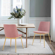 Messina Modern Pink Velvet and Gold Metal Leg Dining Room Chairs - Set of 2 - Furniture City (CA)l