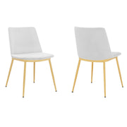 Messina Modern White Velvet and Gold Metal Leg Dining Room Chairs - Set of 2 - Furniture City (CA)l
