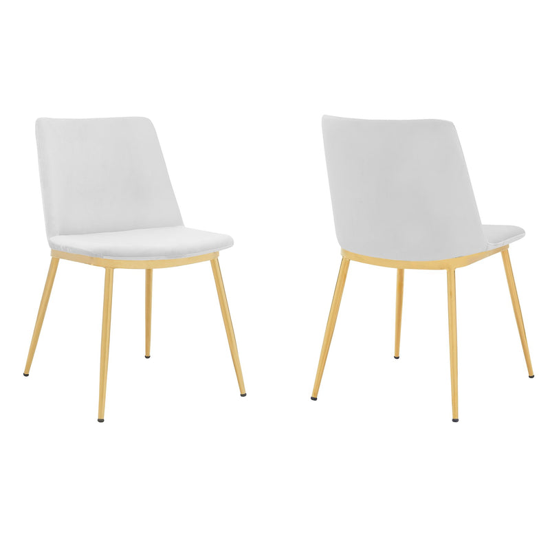 Messina Modern White Velvet and Gold Metal Leg Dining Room Chairs - Set of 2 - Furniture City (CA)l