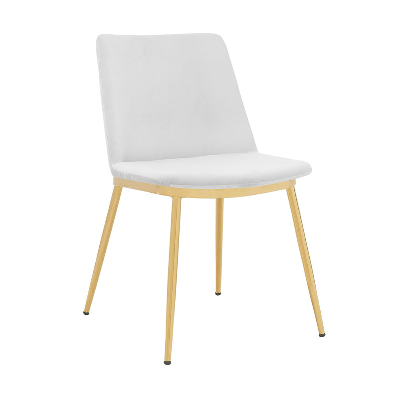 Messina Modern White Velvet and Gold Metal Leg Dining Room Chairs - Set of 2 - Furniture City (CA)l