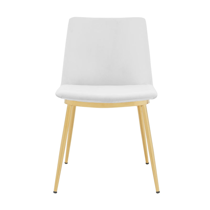 Messina Modern White Velvet and Gold Metal Leg Dining Room Chairs - Set of 2 - Furniture City (CA)l