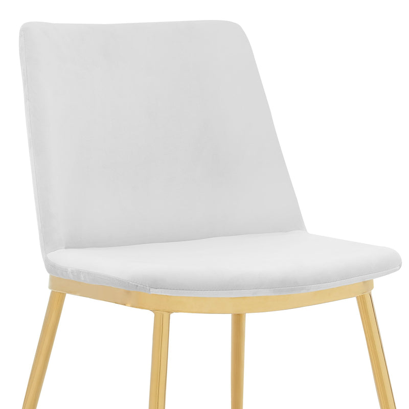 Messina Modern White Velvet and Gold Metal Leg Dining Room Chairs - Set of 2 - Furniture City (CA)l
