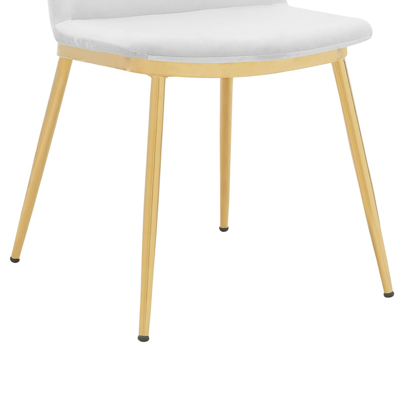 Messina Modern White Velvet and Gold Metal Leg Dining Room Chairs - Set of 2 - Furniture City (CA)l