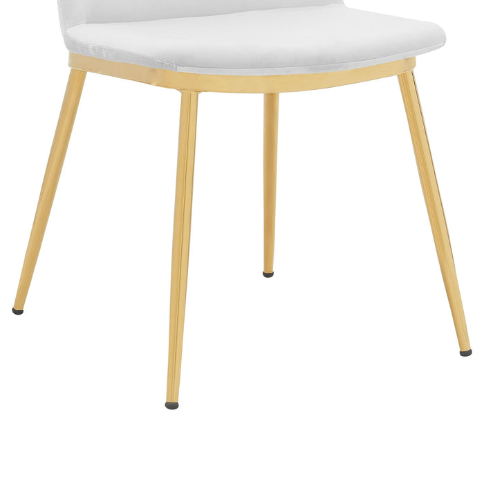 Messina Modern White Velvet and Gold Metal Leg Dining Room Chairs - Set of 2