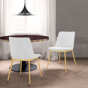Messina Modern White Velvet and Gold Metal Leg Dining Room Chairs - Set of 2 - Furniture City (CA)l