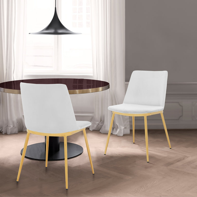 Messina Modern White Velvet and Gold Metal Leg Dining Room Chairs - Set of 2 - Furniture City (CA)l