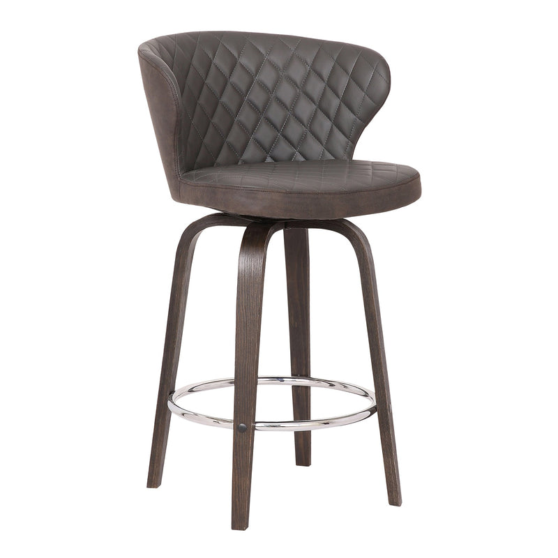 Mynette 26" Swivel Brown Faux Leather Bar Stool - Furniture City (CA)l