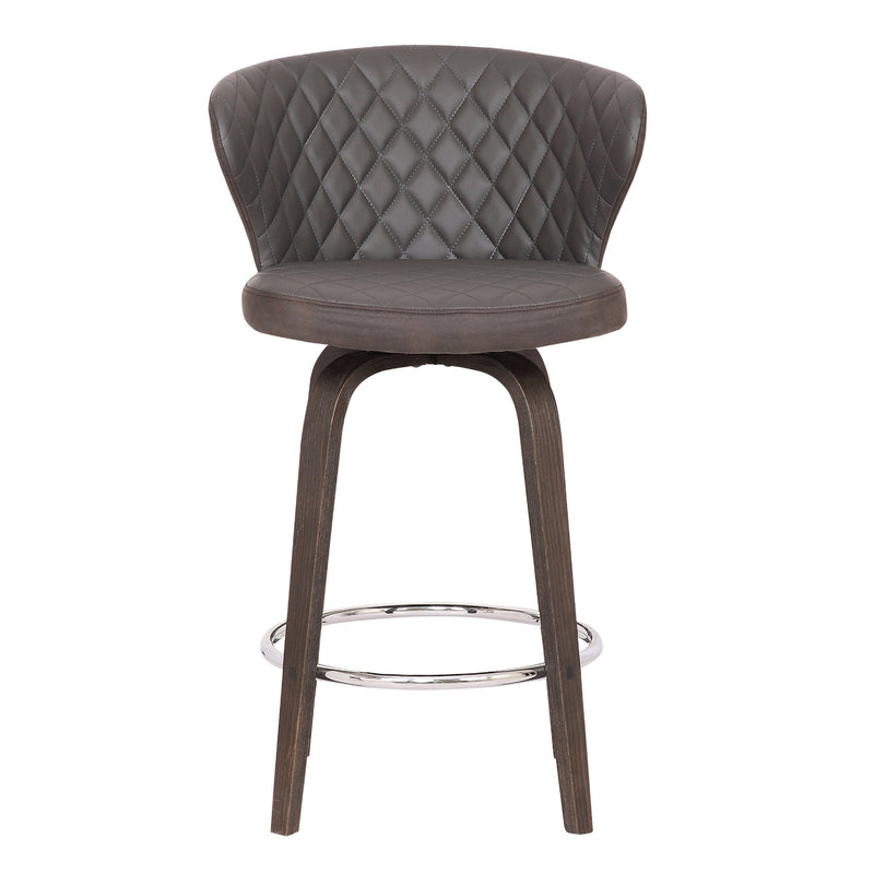 Mynette 26" Swivel Brown Faux Leather Bar Stool - Furniture City (CA)l
