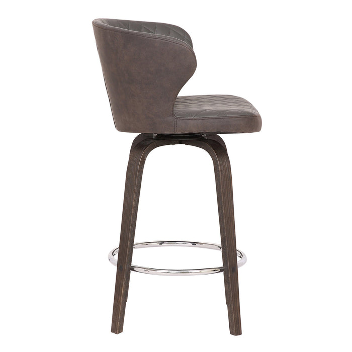 Mynette 26" Swivel Brown Faux Leather Bar Stool