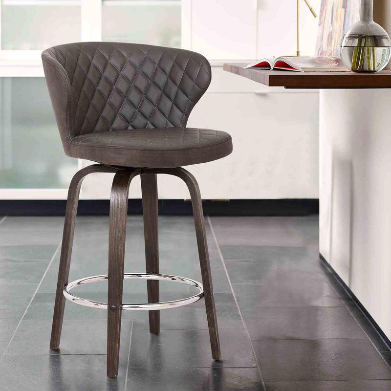 Mynette 30" Swivel Brown Faux Leather Bar Stool - Furniture City (CA)l