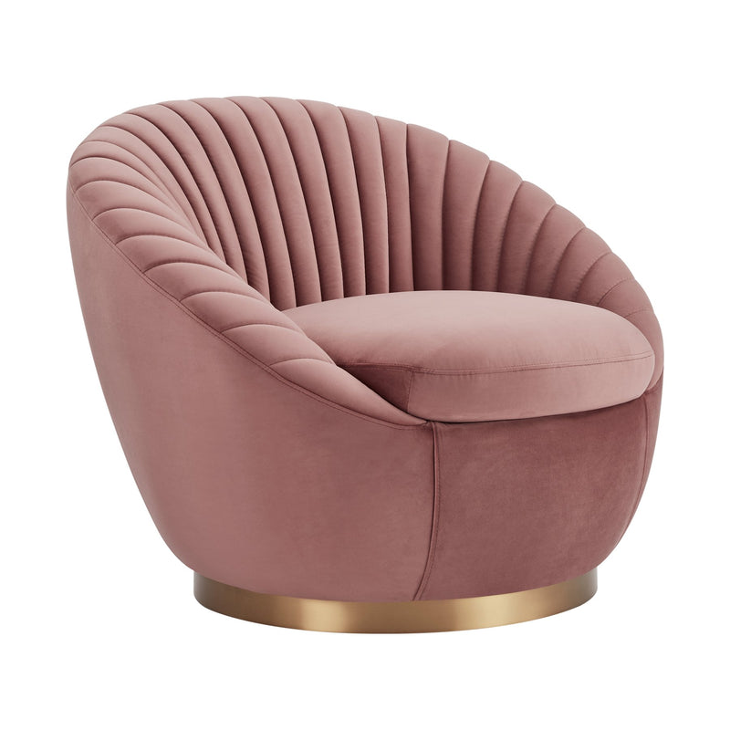 Mitzy Blush Velvet Swivel Accent Chair with Gold Base - Furniture City (CA)l