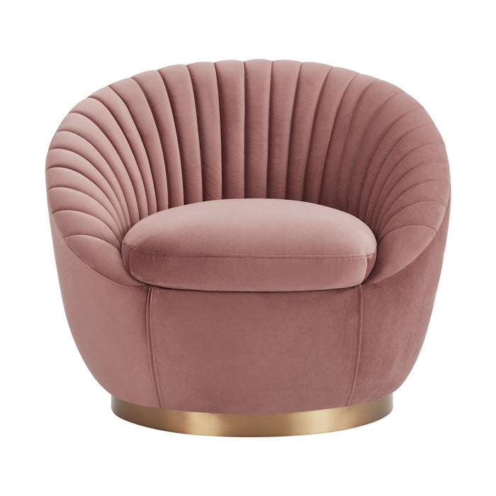 Mitzy Blush Velvet Swivel Accent Chair with Gold Base