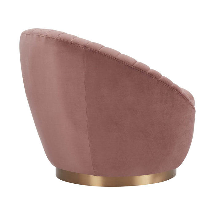 Mitzy Blush Velvet Swivel Accent Chair with Gold Base